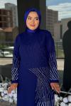 Göksel Tesettür Abiye Saks Mavisi