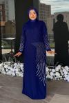 Göksel Tesettür Abiye Saks Mavisi