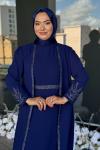 Menekşe Tesettür Abiye Saks Mavisi