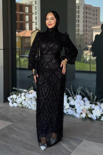 Figen Tesettür Abiye Siyah