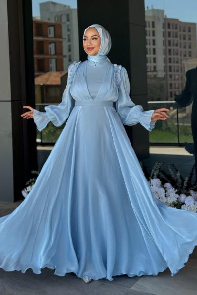 Dolunay Tesettür Abiye Bebe Mavisi