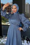 Dolunay Tesettür Abiye İndigo Mavisi