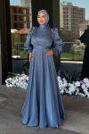 Dolunay Tesettür Abiye İndigo Mavisi