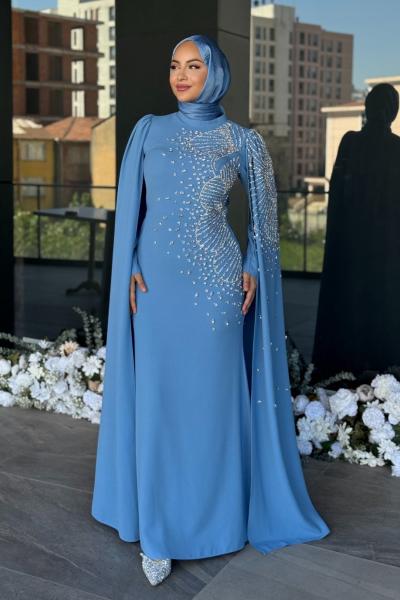 Serenay Tesettür Abiye Bebe Mavisi