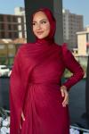 Almina Tesettür Abiye Bordo