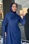 Almina Tesettür Abiye Lacivert