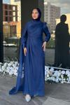 Almina Tesettür Abiye Lacivert