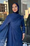 Almina Tesettür Abiye Lacivert