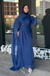 Almina Tesettür Abiye Lacivert