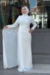 Almina Tesettür Abiye Beyaz