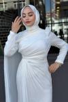Almina Tesettür Abiye Beyaz