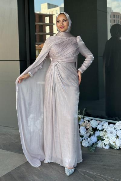 Almina Tesettür Abiye Taş Rengi