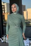 Nadire Tesettür Abiye Mint Yeşili