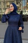 Elena Tesettür Abiye Lacivert