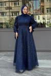 Elena Tesettür Abiye Lacivert