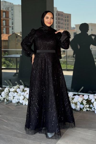 Elena Tesettür Abiye Siyah