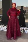 Elena Tesettür Abiye Bordo
