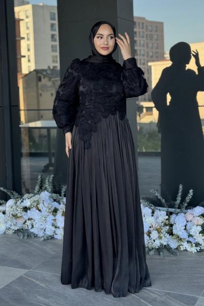 Sümbül Tesettür Abiye Siyah