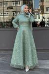 Hera Tesettür Abiye Mint Yeşili