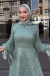 Hera Tesettür Abiye Mint Yeşili