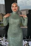 Özge Tesettür Abiye Mint Yeşili