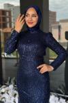 Özge Tesettür Abiye Lacivert