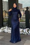Özge Tesettür Abiye Lacivert