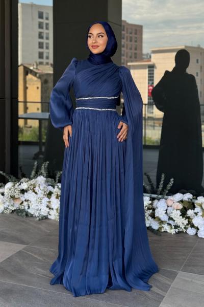 Safir Tesettür Abiye Lacivert