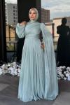 Safir Tesettür Abiye Su Yeşili