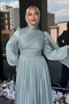 Safir Tesettür Abiye Su Yeşili