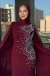 Serenay Tesettür Abiye Bordo