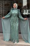 Papatya Tesettür Abiye Mint Yeşili