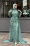 Papatya Tesettür Abiye Mint Yeşili