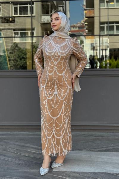Nesrin Tesettür Abiye Gold