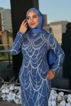 Nesrin Tesettür Abiye Mavi