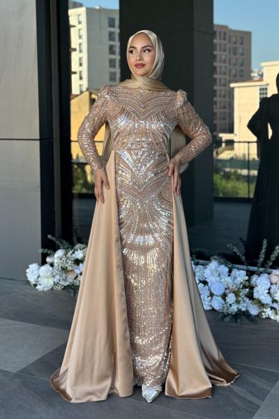 Selma Tesettür Abiye Gold
