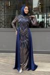 Selma Tesettür Abiye Lacivert