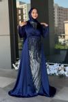 Nurhan Tesettür Abiye Lacivert