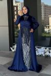 Nurhan Tesettür Abiye Lacivert