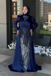 Nurhan Tesettür Abiye Lacivert