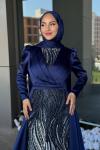 Nurhan Tesettür Abiye Lacivert