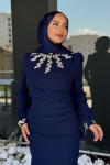 Gülin Tesettür Abiye Lacivert