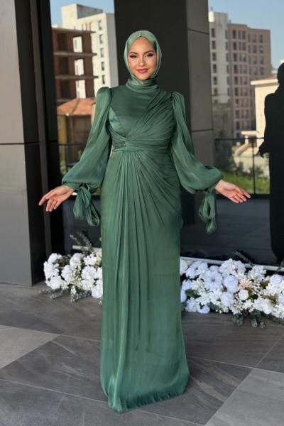 Semanur Tesettür abiye Çağla yeşili