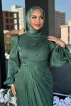 Semanur Tesettür abiye Çağla yeşili
