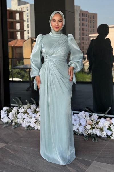 Semanur Tesettür abiye Su Yeşili