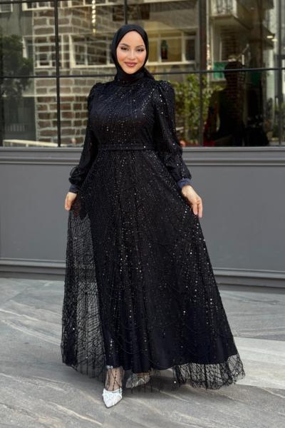 Asena Tesettür Abiye Siyah