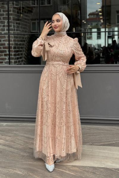 Asena Tesettür Abiye Gold