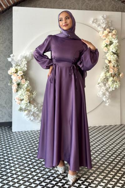 Nazlı Tesettür Elbise Lila