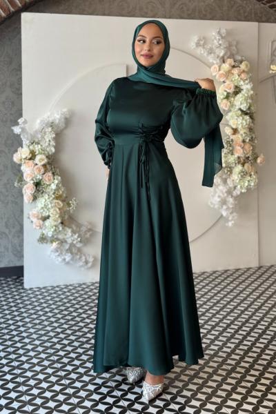 Nazlı Tesettür Elbise Zümrüt