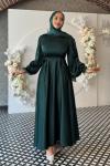 Nazlı Tesettür Elbise Zümrüt